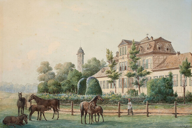 Jagdschloss Zum Possen, 1855 (Wikipedia)