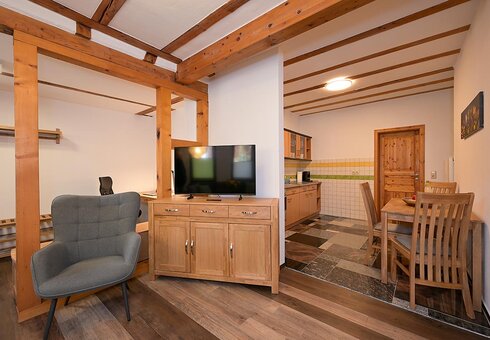 Wohnbereich mit angrenzender Küche