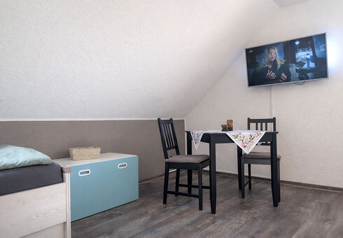 Blick in ein Schlafzimmer