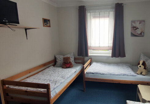 Blick in ein Schlafzimmer