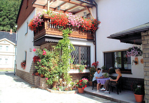 Terrasse vor der Pension