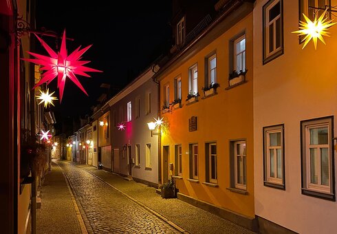 Herrnhuter Sterne in der Glockenquergasse
