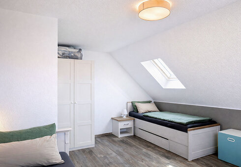 Blick in ein Schlafzimmer