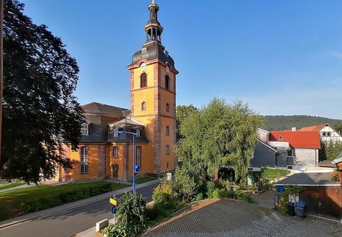 Blick zur Kirche St. Blasii in Zella