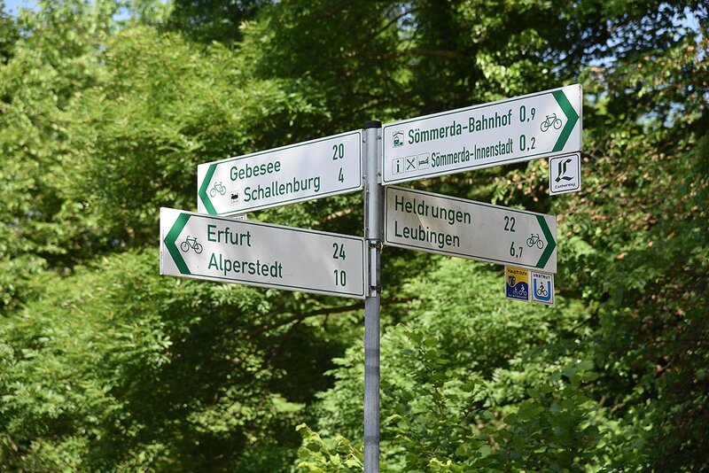 Wegweiser am Unstrut-Radweg