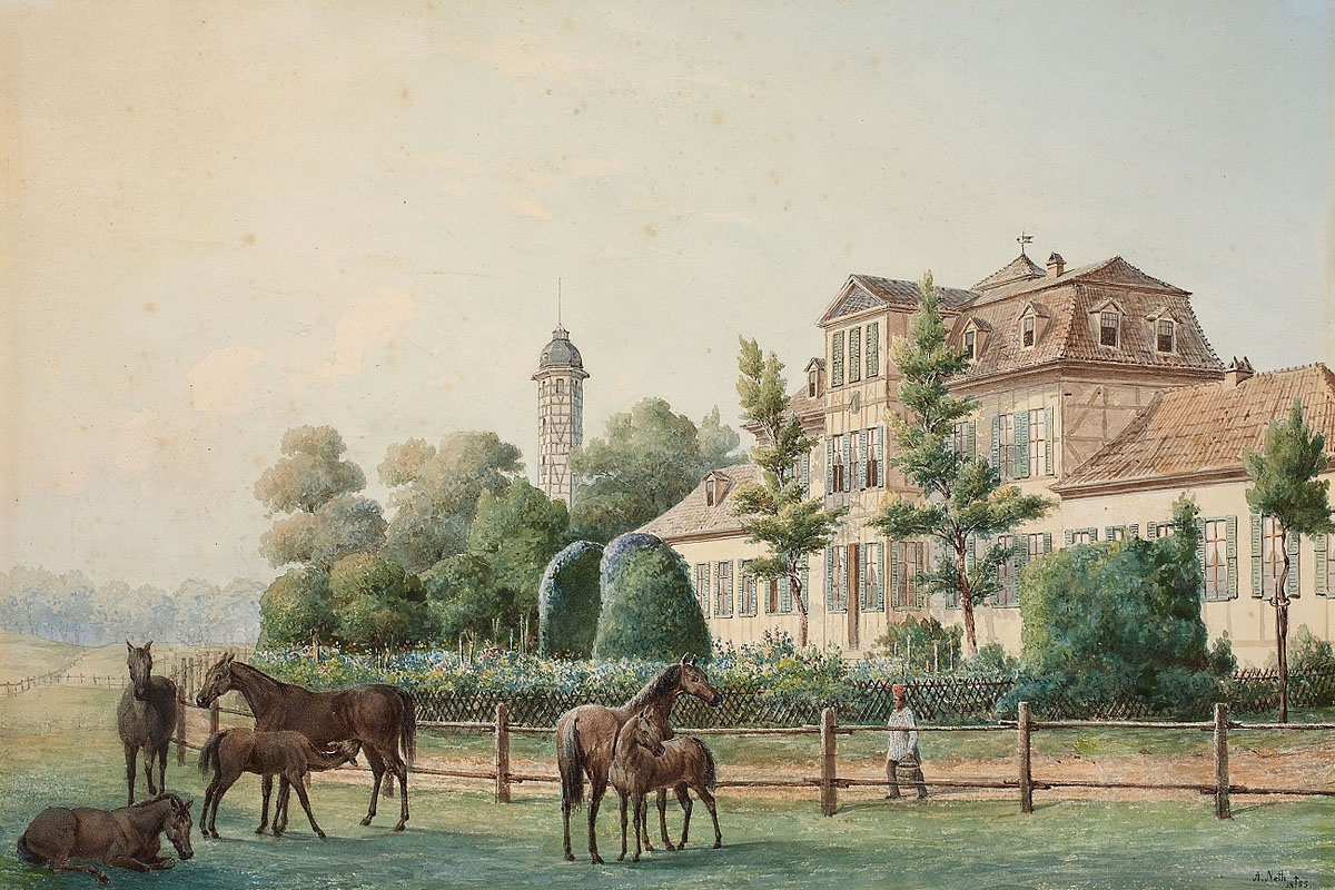 Jagdschloss Zum Possen, 1855 (Wikipedia)