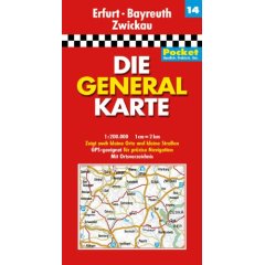 Die Generalkarte Pocket Erfurt, Bayreuth, Zwickau 1:200 000 (Landkarte)