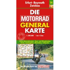 Motorrad Generalkarte Deutschland Erfurt, Bayreuth, Zwickau 1:200 000 (Landkarte)