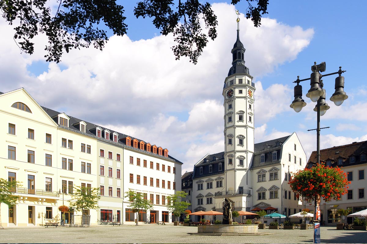 Rathaus und Marktplatz in Gera