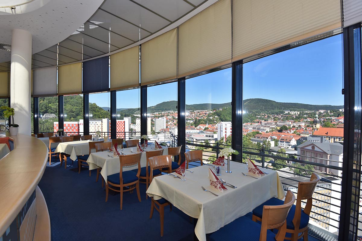 Restaurant / Frühstücksraum mit Panoramablick