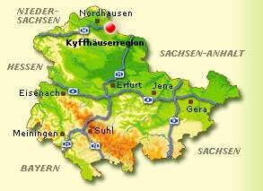 Lagekarte Kyffhäuserregion Lagekarte Kyffhäuserregion