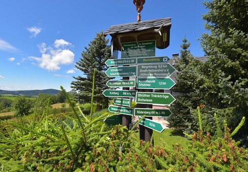 Wanderwegweiser direkt am Ferienhaus