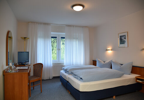 Blick in ein Doppelzimmer